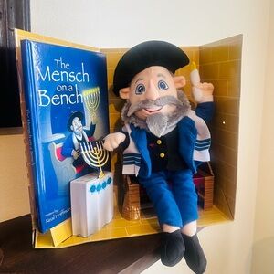 Mensch on a Bench Plush Doll with Book